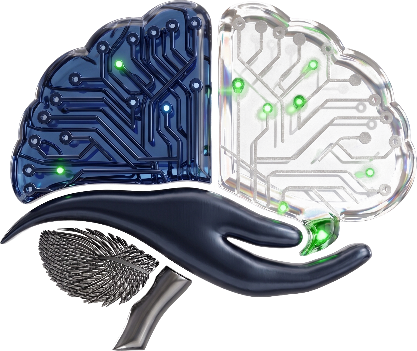 CYA Help Me logo — a hand holding a brain, half circuitry and half glass, representing AI consulting for Wichita businesses